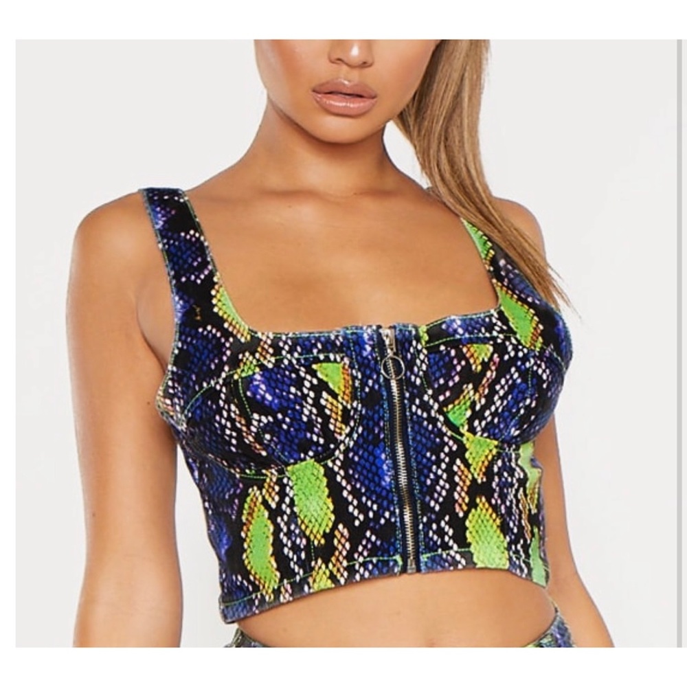 Purple Neon Snake Denim Bralet